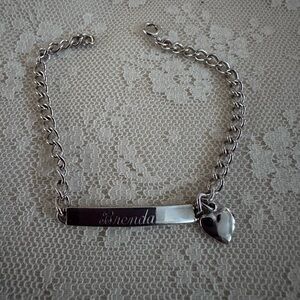 Silver Toned “Brenda” Heart Charm ID Bracelet by Speidel